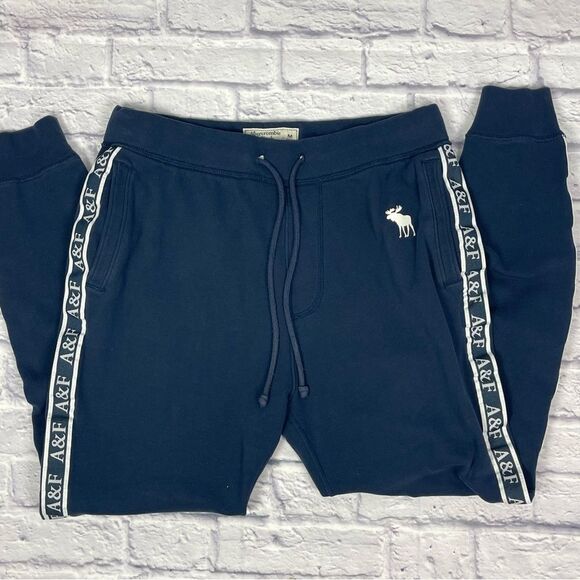 Abercrombie & Fitch Pants - Abercrombie & Fitch Navy Blue Logo Tape Joggers